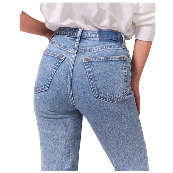 Abercrombie & Fitch 90s Straight Ultra High Rise Jeans NWT Women’s Sz 24L Blue - Picture 6 of 15